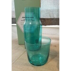NEW IN BOX Jonathan Adler Tumble Up Bedside Carafe Set Biba Aqua Blue 25oz/10oz